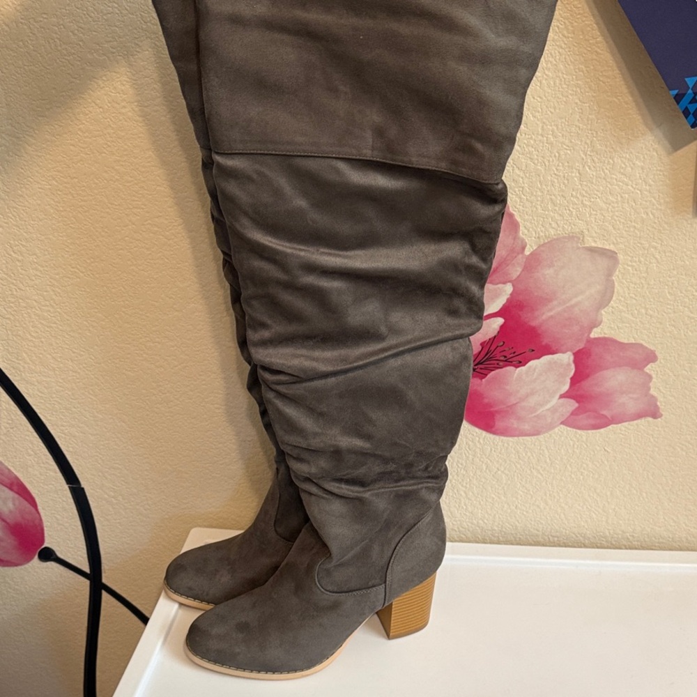 Source Unknown Taupe Over-the-Knee Boots